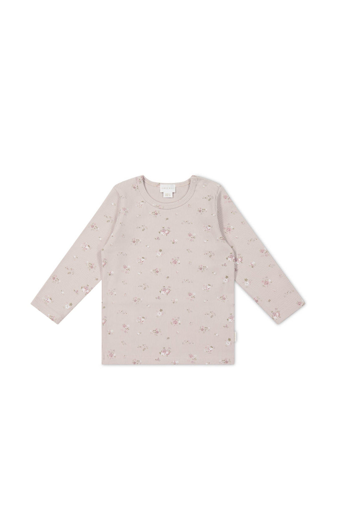 Organic Cotton Fine Rib Long Sleeve Top - Petite Fleur Violet Childrens Top from Jamie Kay Australia