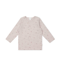 Organic Cotton Fine Rib Long Sleeve Top - Petite Fleur Violet Childrens Top from Jamie Kay Australia