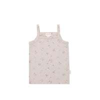 Organic Cotton Fine Rib Singlet - Petite Fleur Violet Childrens Singlet from Jamie Kay Australia