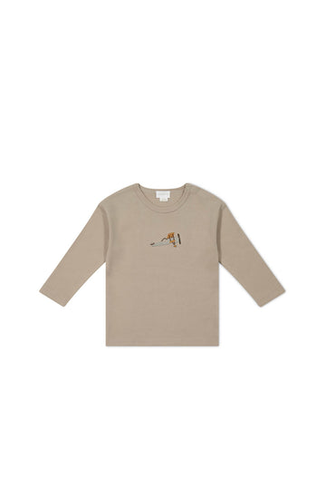 Pima Cotton Arnold Long Sleeve Top - Vintage Taupe Avion Childrens Top from Jamie Kay Australia