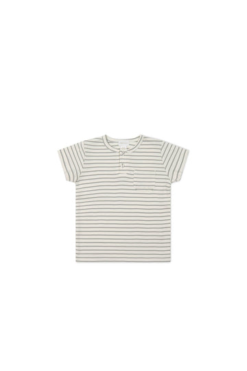 Pima Cotton Jason T-Shirt - Milford Sound/Cloud Stripe Childrens Top from Jamie Kay Australia