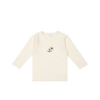 Pima Cotton Long Sleeve Top - Parchment Petite Goldie Childrens Top from Jamie Kay Australia