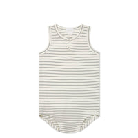 Pima Cotton Noah Playsuit - Milford Sound/Cloud Stripe Childrens Playsuit from Jamie Kay Australia