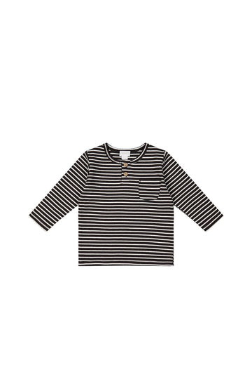 Pima Cotton Diego Top - Jason Stripe Cloud/Dark Chocolate Childrens Top from Jamie Kay Australia