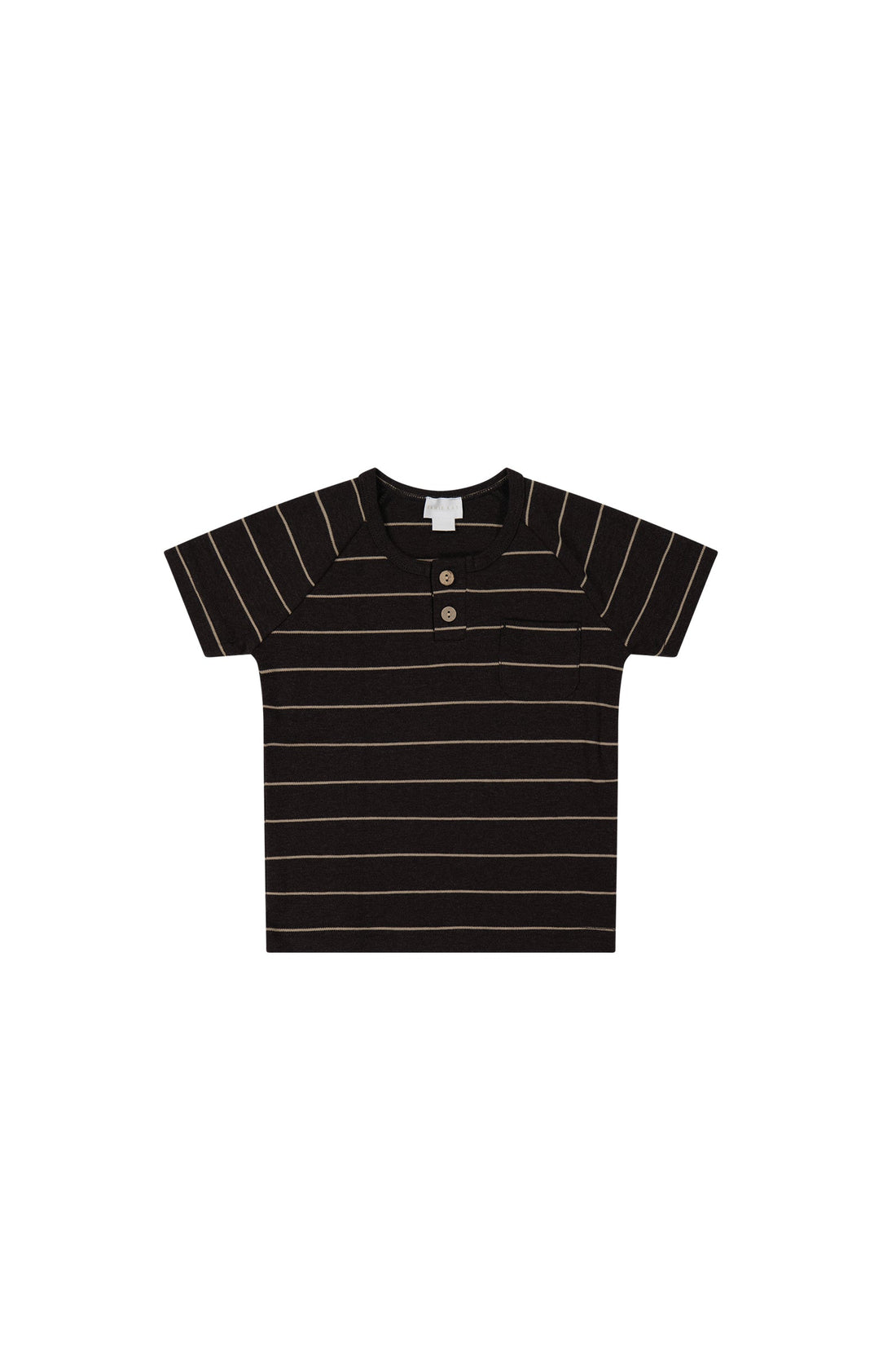 Pima Cotton Jason Tee - Easy Stripe Dark Chocolate/Woodsmoke Childrens Top from Jamie Kay Australia