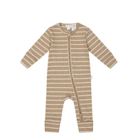 Organic Cotton Fine Rib Gracelyn Onepiece - Elias Stripe Sable Marle Childrens Onepiece from Jamie Kay Australia