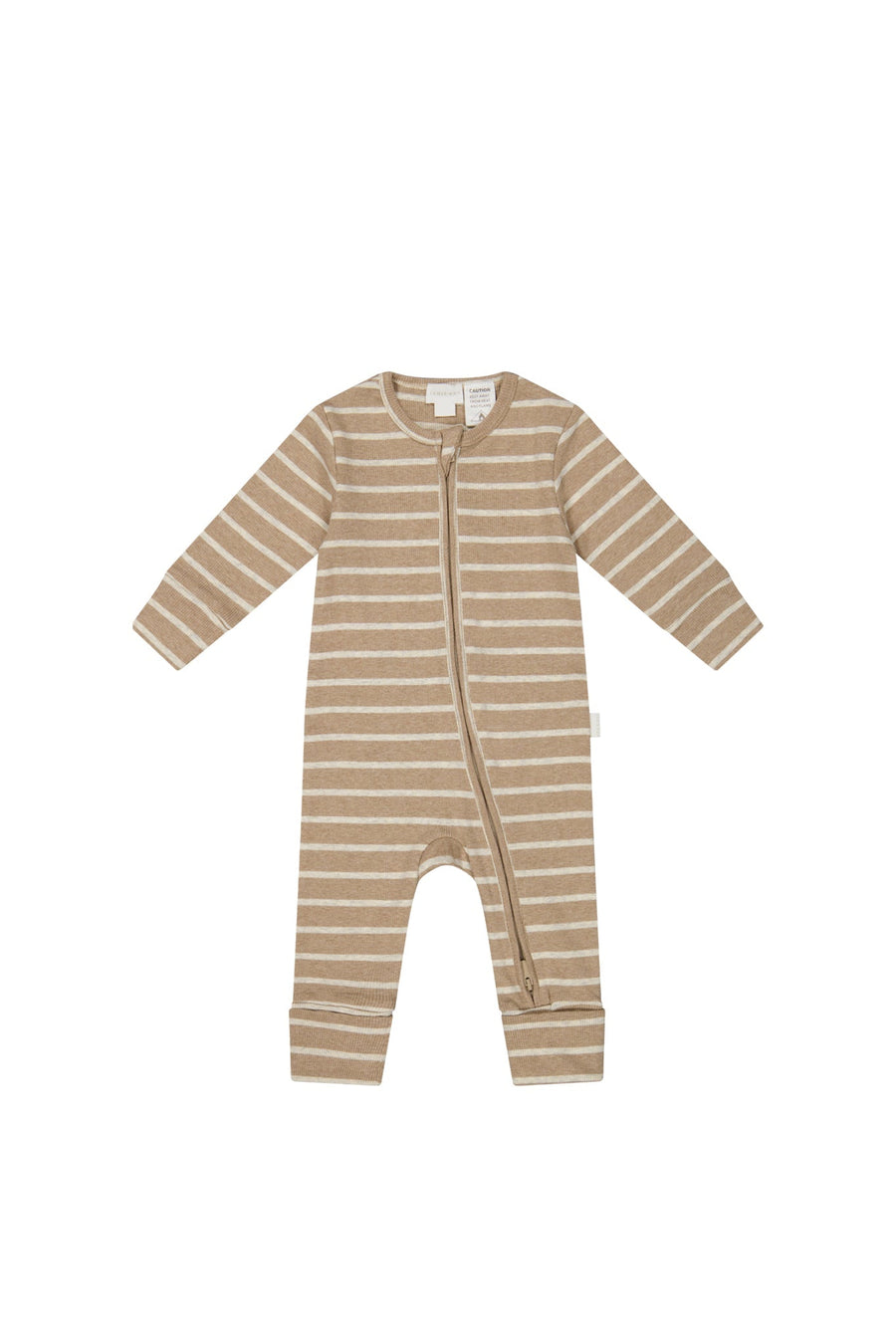 Organic Cotton Fine Rib Gracelyn Onepiece - Elias Stripe Sable Marle Childrens Onepiece from Jamie Kay Australia