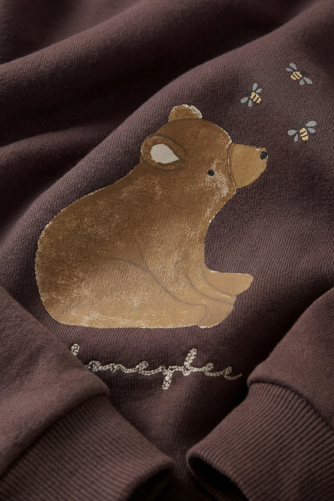 Organic Cotton Hayes Sweatshirt - Raku Honeybee Bear Childrens Sweatshirt from Jamie Kay Australia