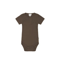 Organic Cotton Modal Darcy Rib Tee Bodysuit - Cocoa Childrens Bodysuit from Jamie Kay Australia