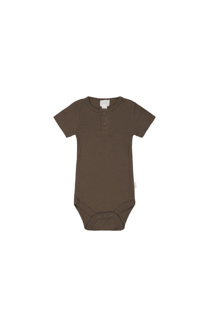 Organic Cotton Modal Darcy Rib Tee Bodysuit - Cocoa Childrens Bodysuit from Jamie Kay Australia