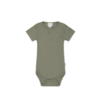 Organic Cotton Modal Darcy Rib Tee Bodysuit - Dill Childrens Bodysuit from Jamie Kay Australia