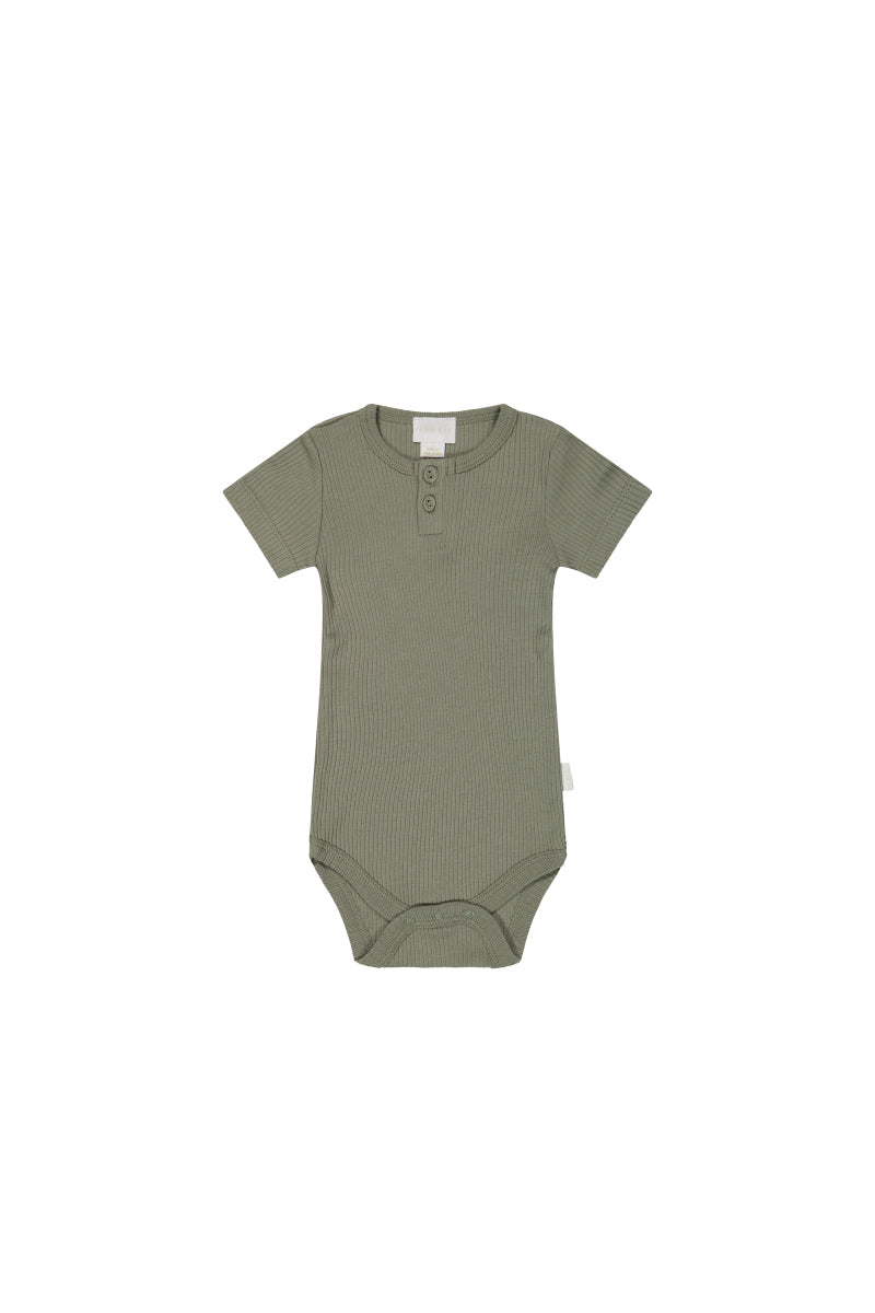 Organic Cotton Modal Darcy Rib Tee Bodysuit - Dill Childrens Bodysuit from Jamie Kay Australia