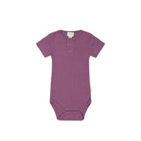 Organic Cotton Modal Darcy Rib Tee Bodysuit - Grape Childrens Bodysuit from Jamie Kay Australia