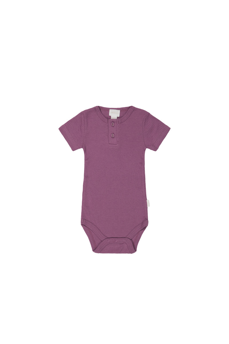 Organic Cotton Modal Darcy Rib Tee Bodysuit - Grape Childrens Bodysuit from Jamie Kay Australia