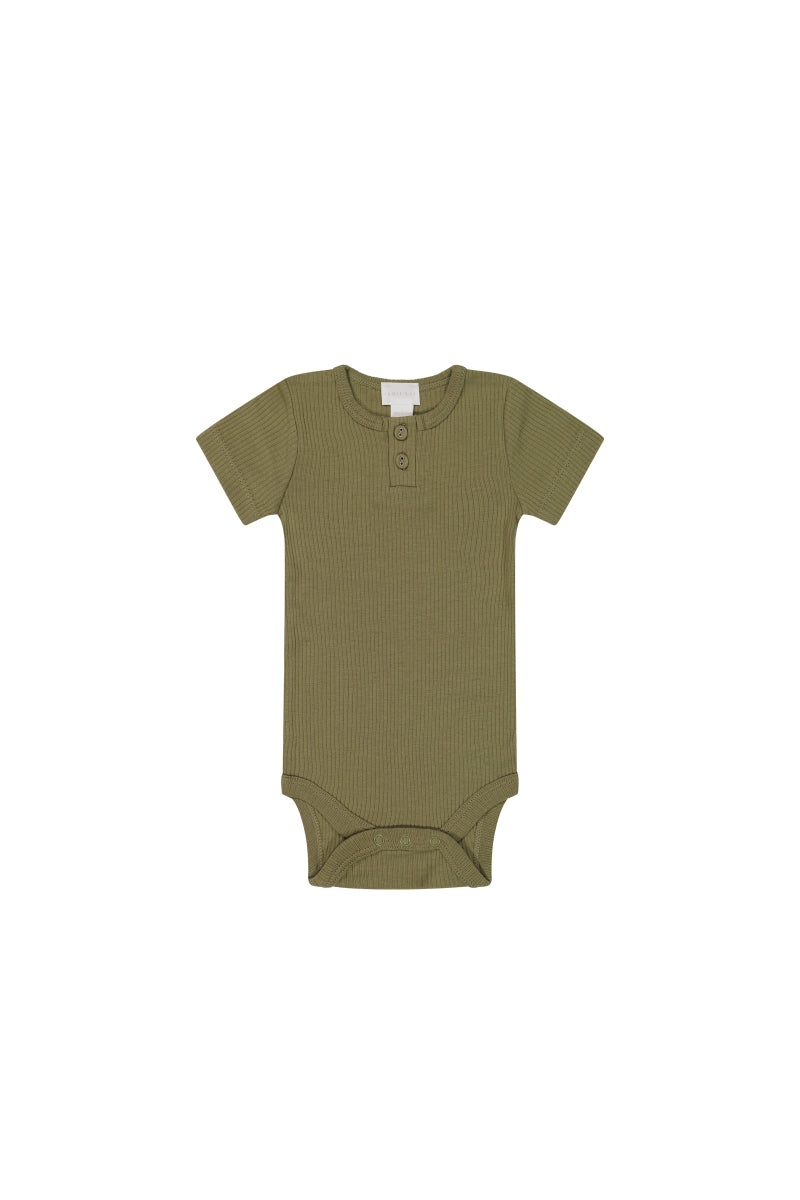 Organic Cotton Modal Darcy Rib Tee Bodysuit - Herb Childrens Bodysuit from Jamie Kay Australia