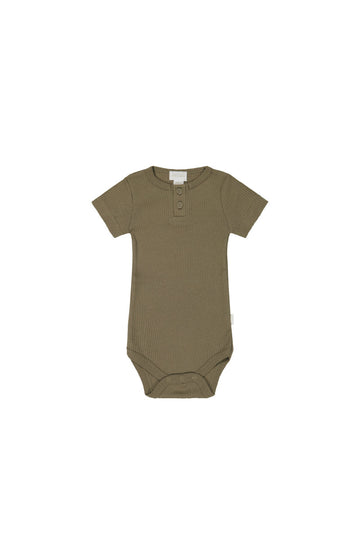 Organic Cotton Modal Darcy Rib Tee Bodysuit - Oak Childrens Bodysuit from Jamie Kay Australia