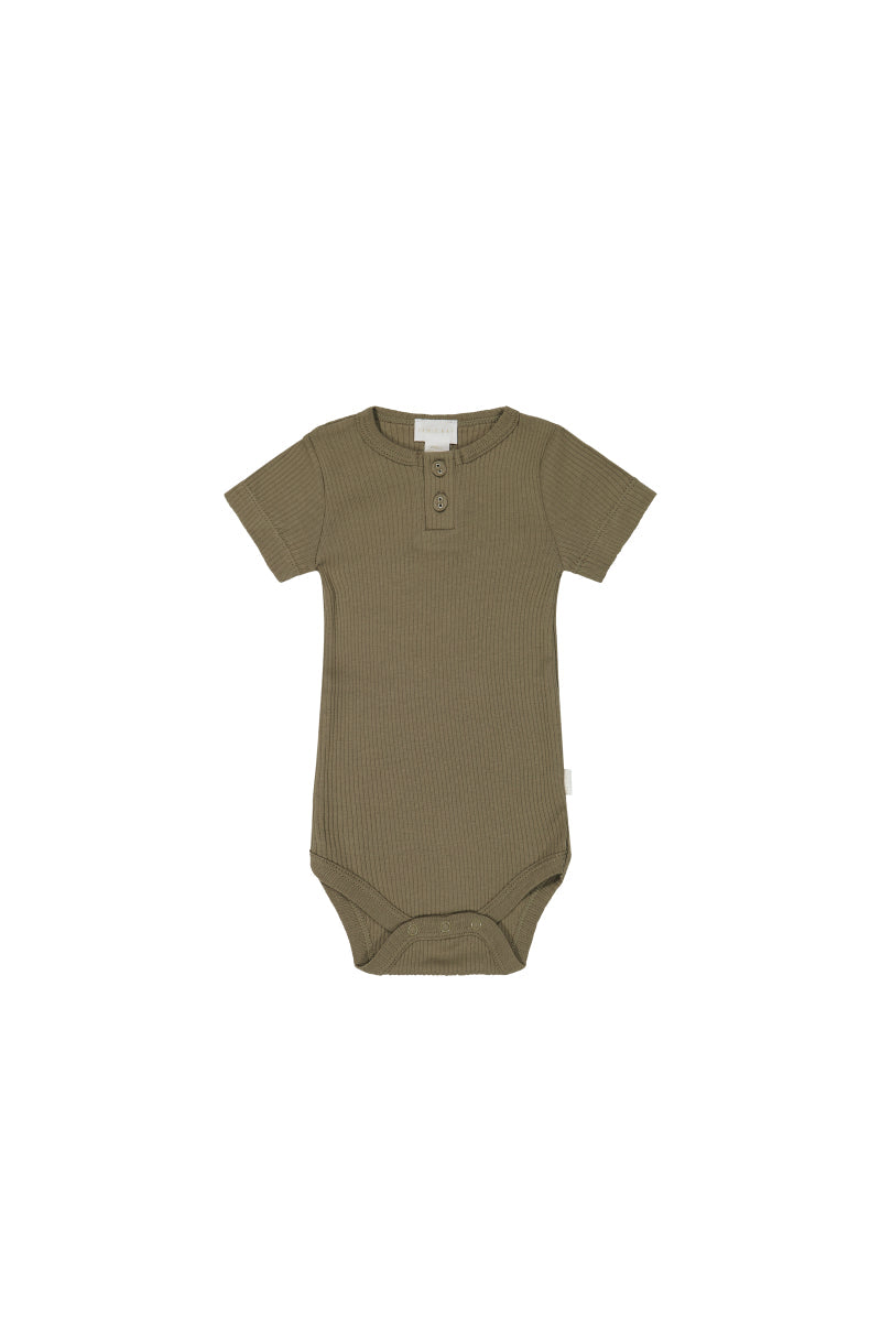 Organic Cotton Modal Darcy Rib Tee Bodysuit - Oak Childrens Bodysuit from Jamie Kay Australia