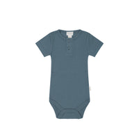 Organic Cotton Modal Darcy Rib Tee Bodysuit - Stormy Night Childrens Bodysuit from Jamie Kay Australia