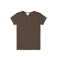 Organic Cotton Modal Henley Tee - Cocoa Childrens Top from Jamie Kay Australia