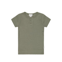 Organic Cotton Modal Henley Tee - Dill Childrens Top from Jamie Kay Australia