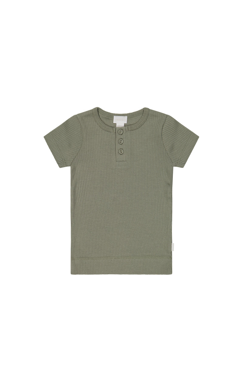 Organic Cotton Modal Henley Tee - Dill Childrens Top from Jamie Kay Australia