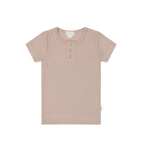 Organic Cotton Modal Henley Tee - Dusky Rose Childrens Top from Jamie Kay Australia