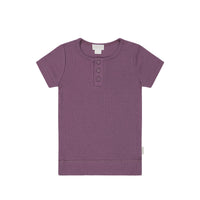 Organic Cotton Modal Henley Tee - Elderberry Childrens Top from Jamie Kay Australia