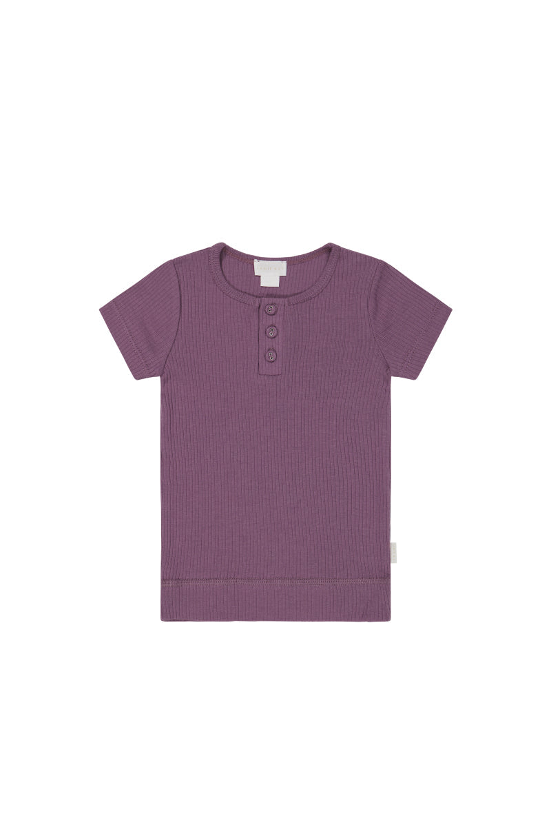 Organic Cotton Modal Henley Tee - Elderberry Childrens Top from Jamie Kay Australia