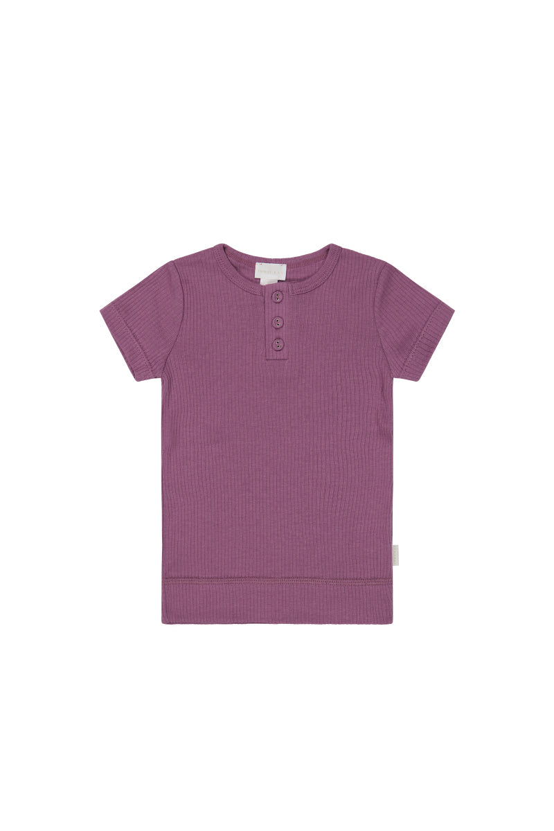 Organic Cotton Modal Henley Tee - Grape Childrens Top from Jamie Kay Australia