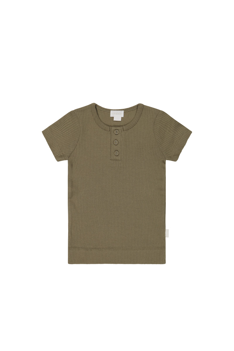 Organic Cotton Modal Henley Tee - Oak Childrens Top from Jamie Kay Australia