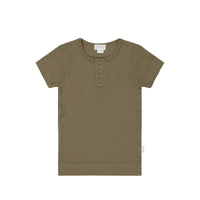 Organic Cotton Modal Henley Tee - Oak Childrens Top from Jamie Kay Australia