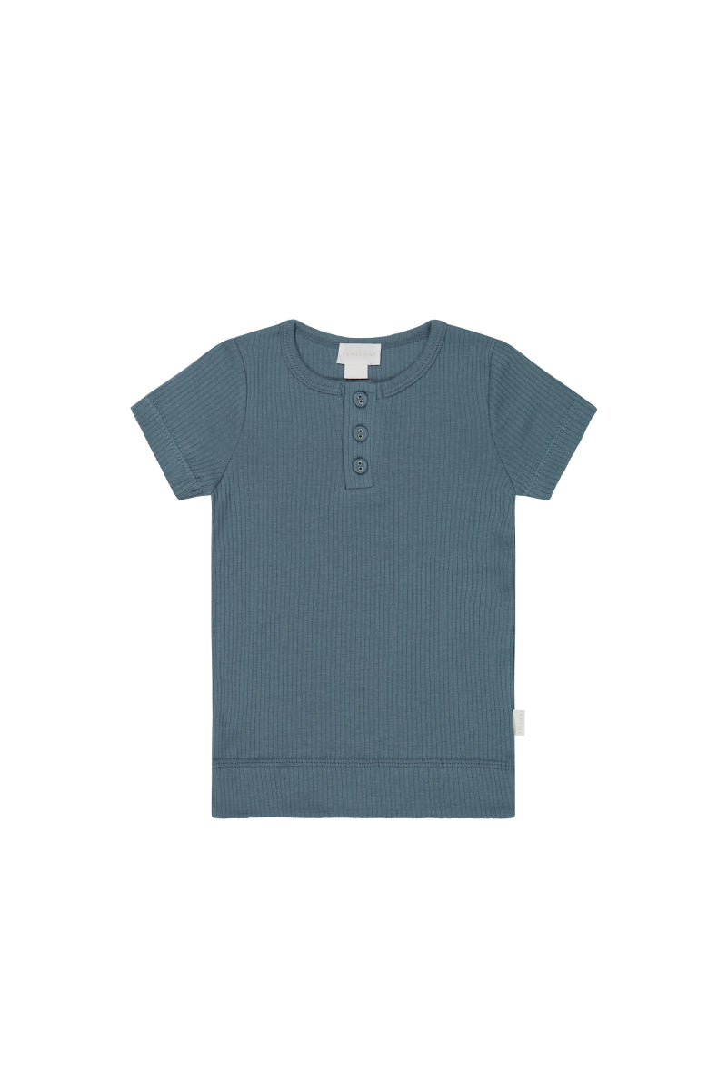 Organic Cotton Modal Henley Tee - Stormy Night Childrens Top from Jamie Kay Australia