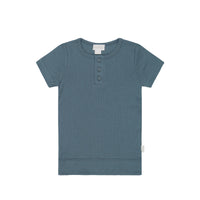 Organic Cotton Modal Henley Tee - Stormy Night Childrens Top from Jamie Kay Australia