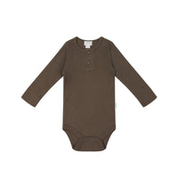 Organic Cotton Modal Long Sleeve Bodysuit - Cocoa Childrens Bodysuit from Jamie Kay Australia