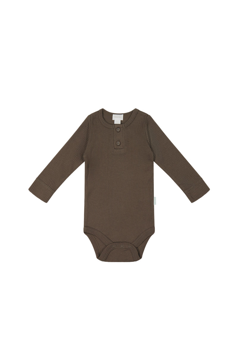 Organic Cotton Modal Long Sleeve Bodysuit - Cocoa Childrens Bodysuit from Jamie Kay Australia