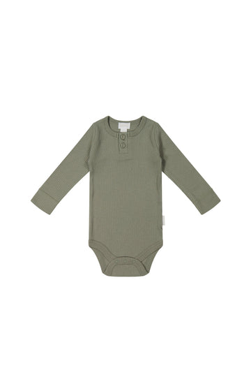 Organic Cotton Modal Long Sleeve Bodysuit - Dill Childrens Bodysuit from Jamie Kay Australia