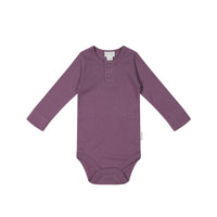 Organic Cotton Modal Long Sleeve Bodysuit - Elderberry Childrens Bodysuit from Jamie Kay Australia