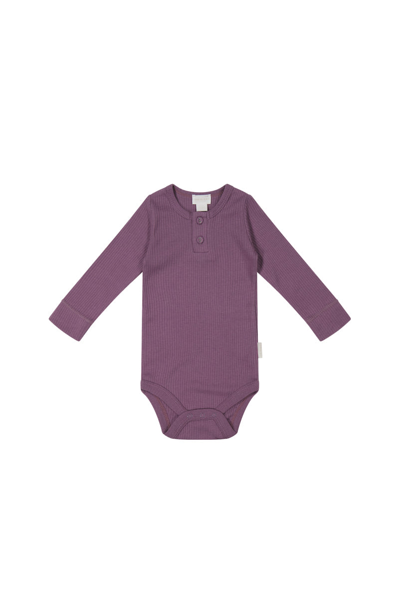 Organic Cotton Modal Long Sleeve Bodysuit - Elderberry Childrens Bodysuit from Jamie Kay Australia