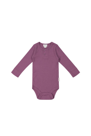 Organic Cotton Modal Long Sleeve Bodysuit - Grape Childrens Bodysuit from Jamie Kay Australia