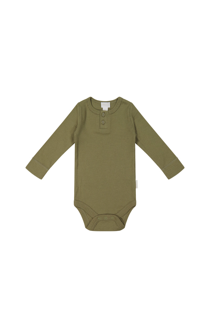 Organic Cotton Modal Long Sleeve Bodysuit - Herb Childrens Bodysuit from Jamie Kay Australia