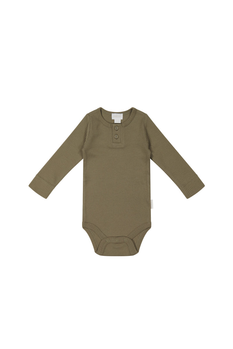 Organic Cotton Modal Long Sleeve Bodysuit - Oak Childrens Bodysuit from Jamie Kay Australia