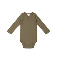 Organic Cotton Modal Long Sleeve Bodysuit - Oak Childrens Bodysuit from Jamie Kay Australia