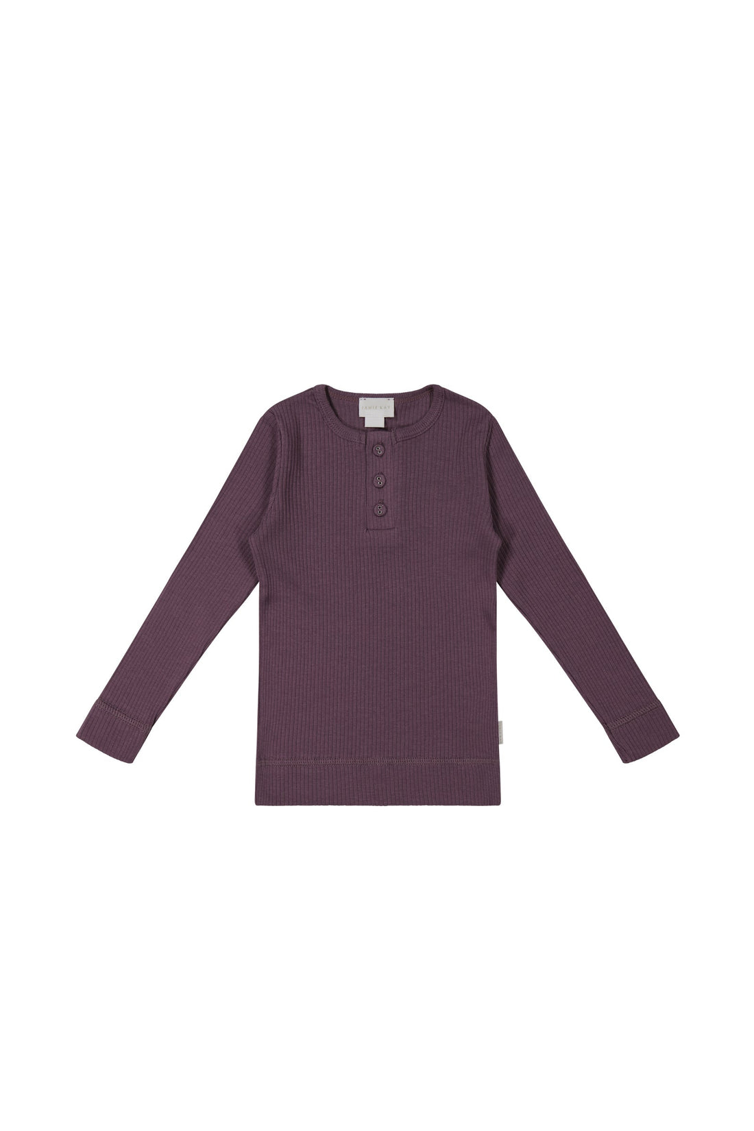 Organic Cotton Modal Long Sleeve Henley - Blackberry Childrens Top from Jamie Kay Australia