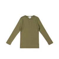 Organic Cotton Modal Long Sleeve Henley - Herb Childrens Top from Jamie Kay Australia