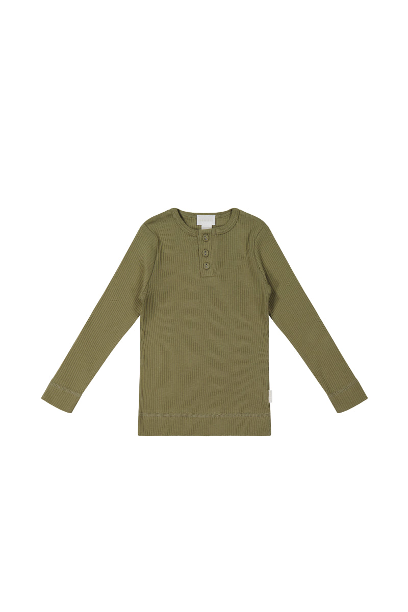 Organic Cotton Modal Long Sleeve Henley - Herb Childrens Top from Jamie Kay Australia