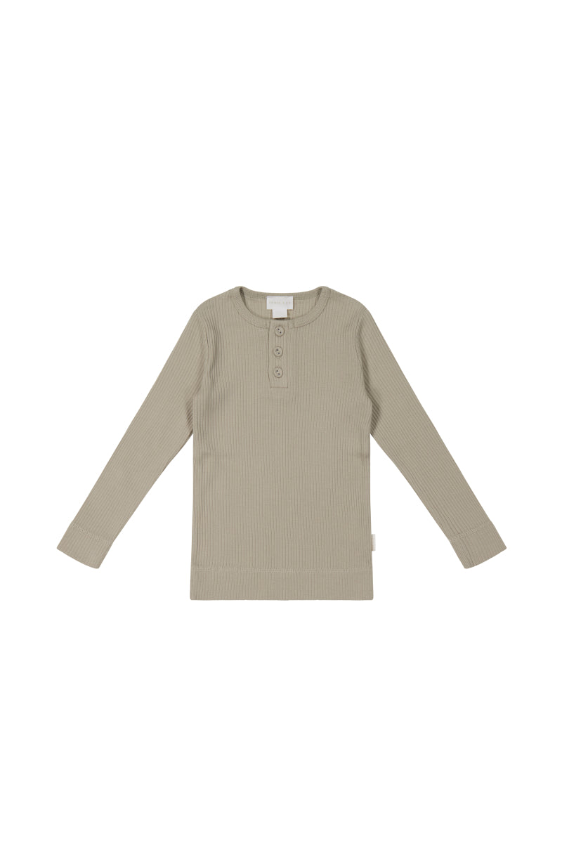 Organic Cotton Modal Long Sleeve Henley - Rye Childrens Top from Jamie Kay Australia