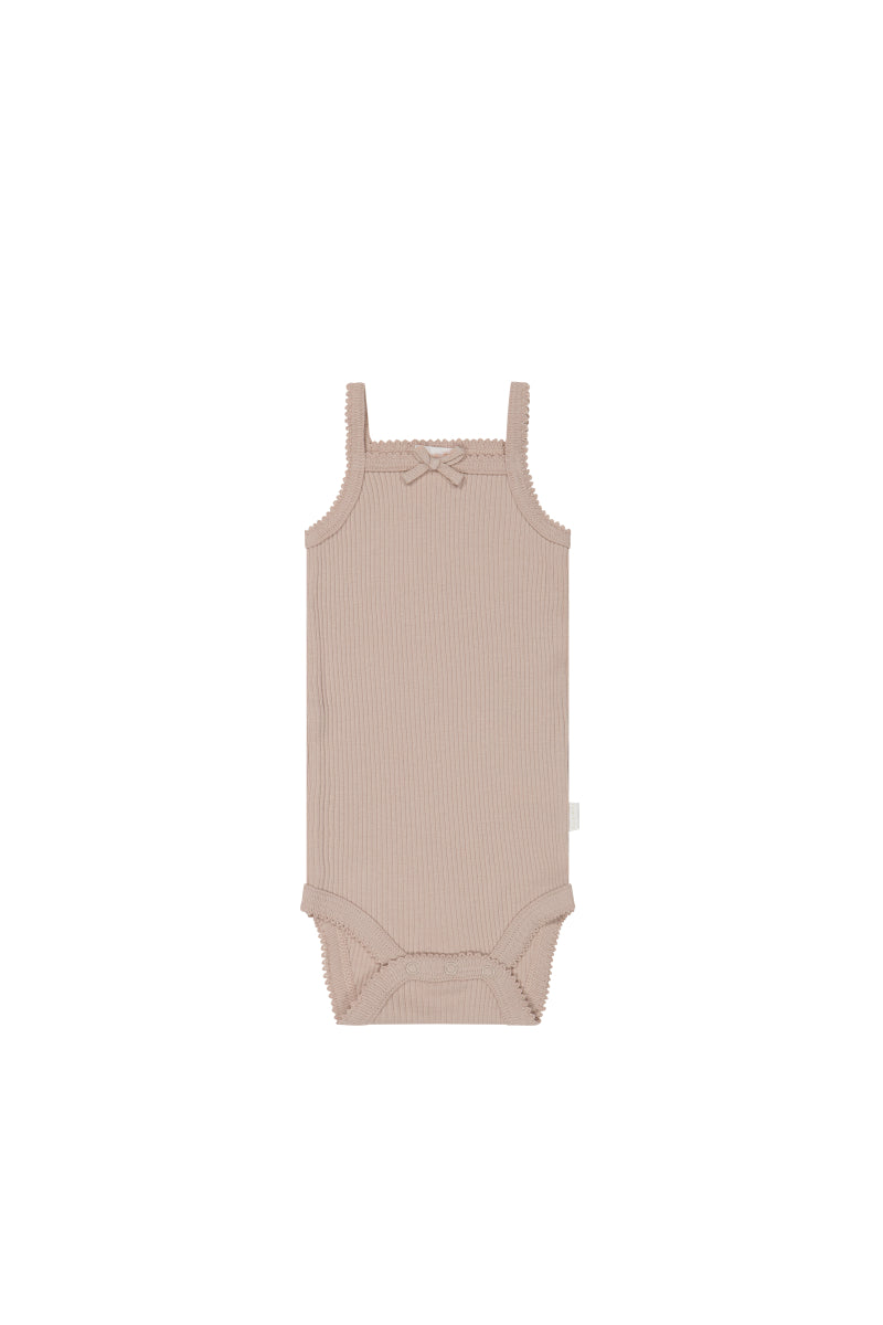 Organic Cotton Modal Singlet Bodysuit - Dusky Rose Childrens Bodysuit from Jamie Kay Australia