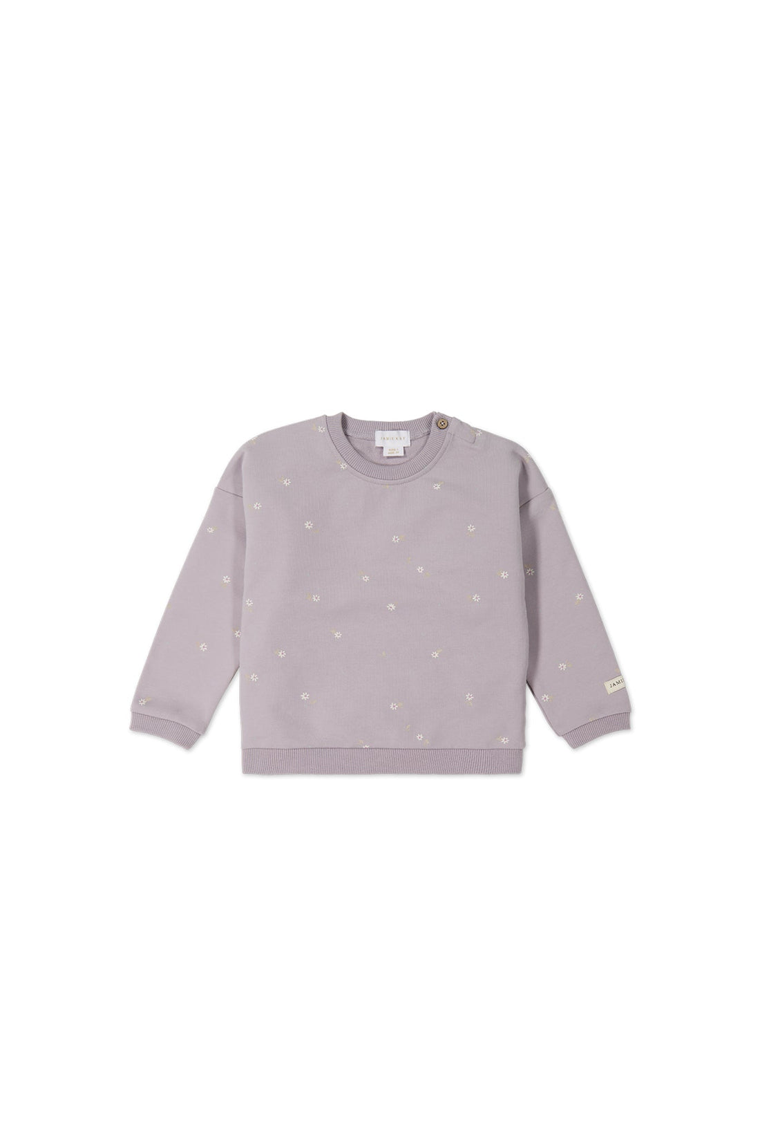 Organic Cotton Bobbie Sweatshirt - Annie Ditzy Violet Ice Childrens Top from Jamie Kay Australia