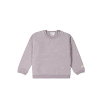 Organic Cotton Bobbie Sweatshirt - Annie Ditzy Violet Ice Childrens Top from Jamie Kay Australia