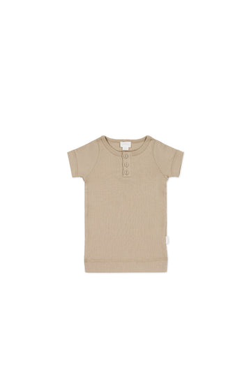 Organic Cotton Modal Henley Tee - Fawn Childrens Top from Jamie Kay Australia